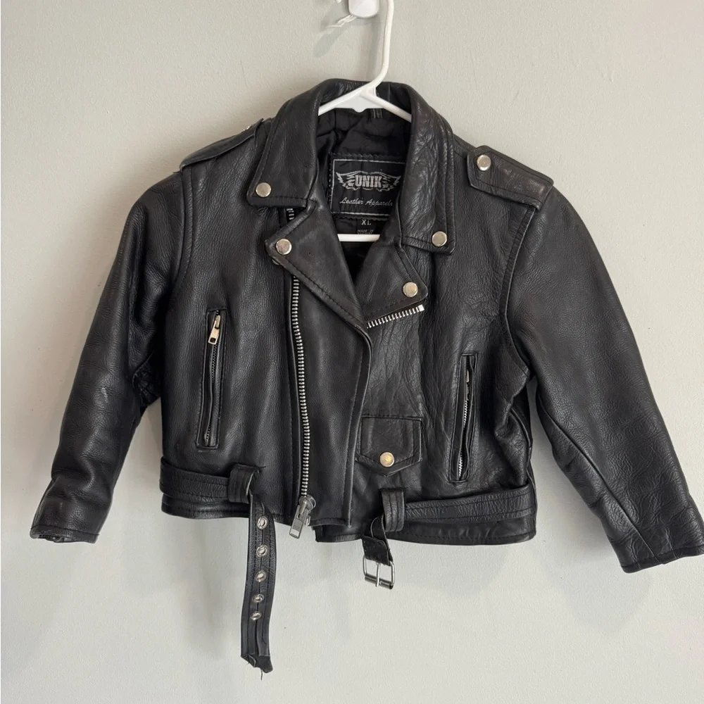 Harley-Davidson Black and Orange Leather Jacket‎ UNIK Youth XL